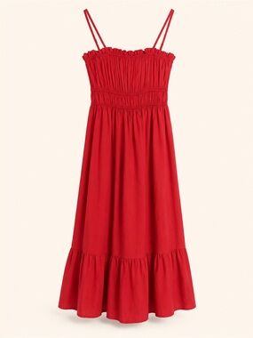 Popular 21 Red Smocked Ruffle Strap Midi Dress Size Small